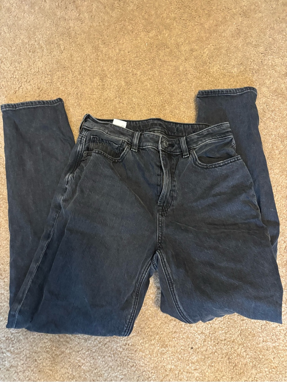 American Age Women's Boyfriend Jeans in Washed Black-Blue